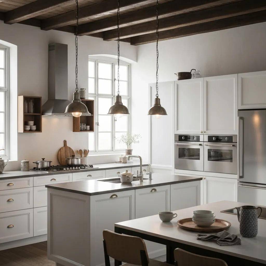 Modern kitchen design featuring sleek cabinetry and a spacious island, embodying contemporary aesthetics