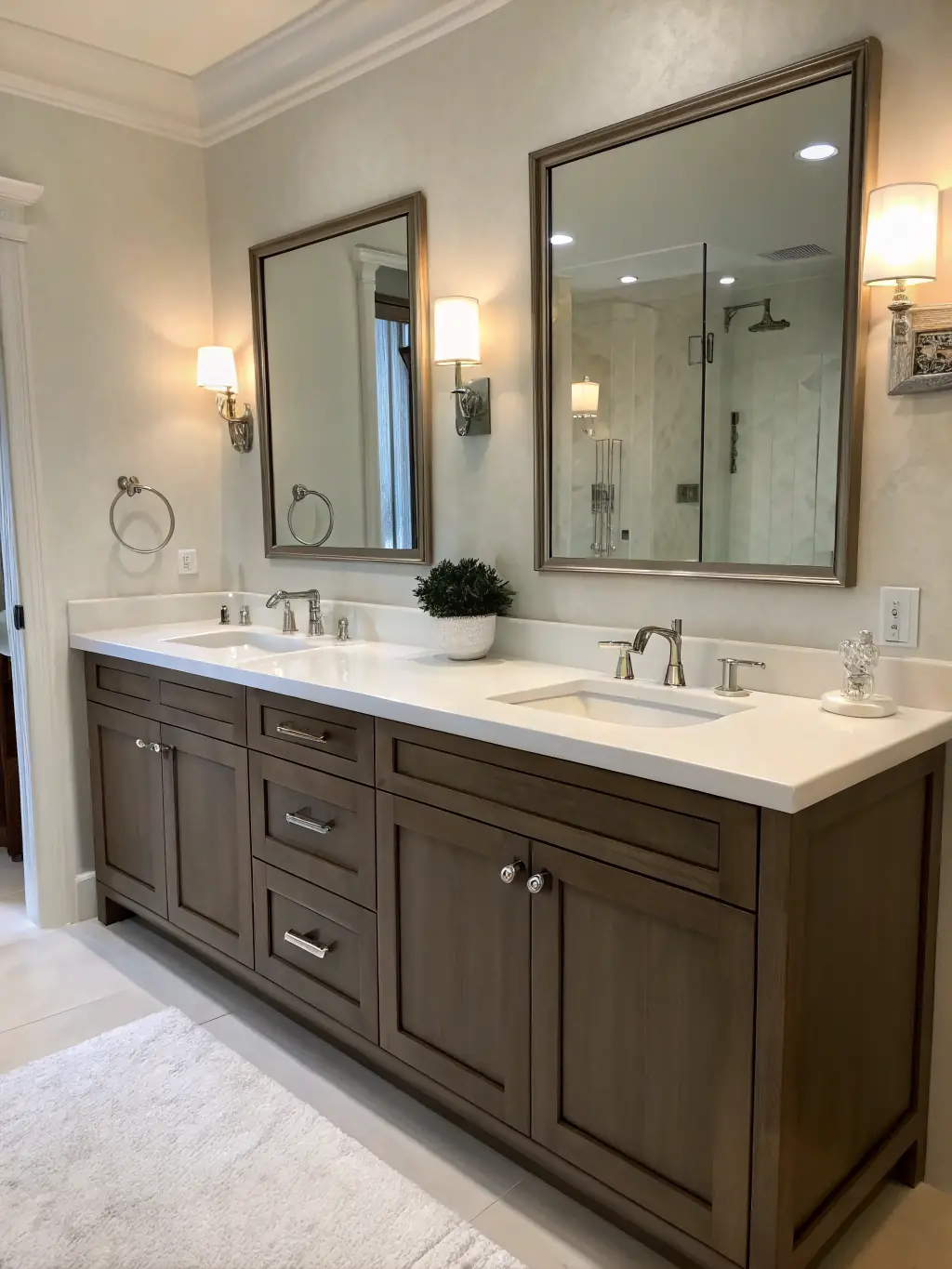 A newly installed vanity in a Hendersonville bathroom, showcasing Upstate Bath Renewal's ability to enhance storage and style in bathroom spaces.