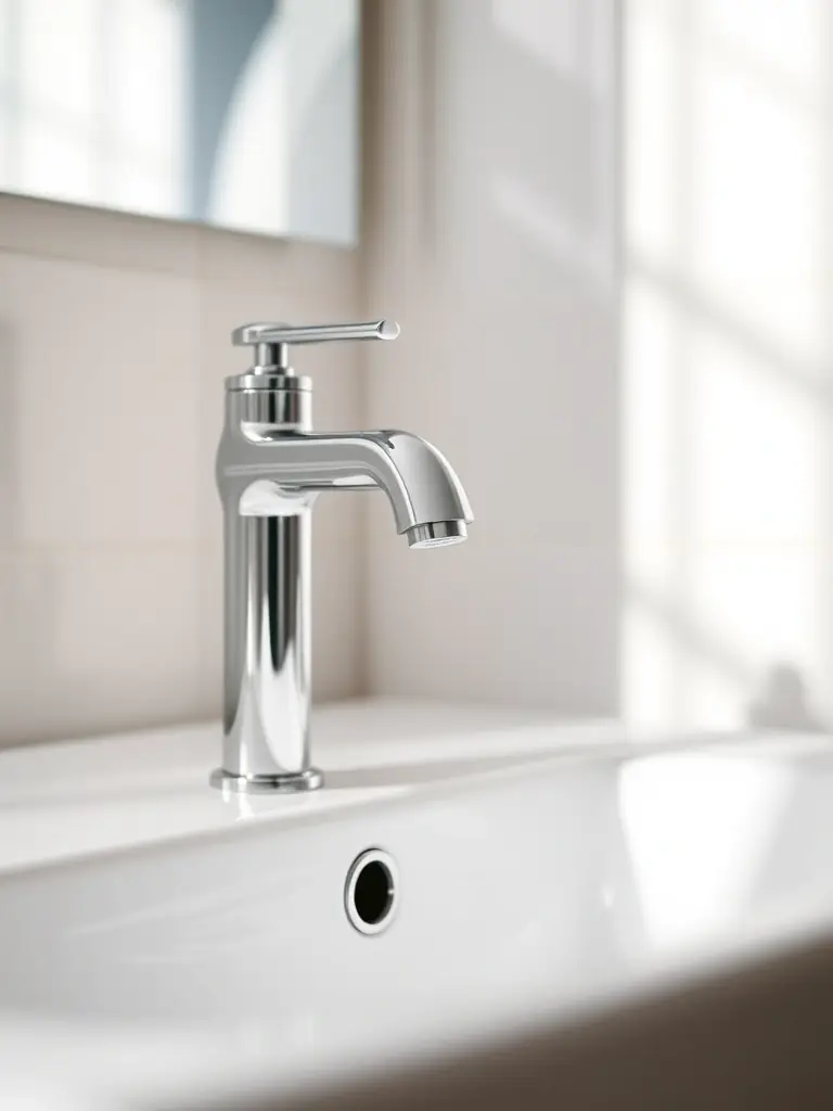 Close-up of a stylish new faucet and sink installation in a Hendersonville bathroom, demonstrating Upstate Bath Renewal's attention to detail in fixture updates.